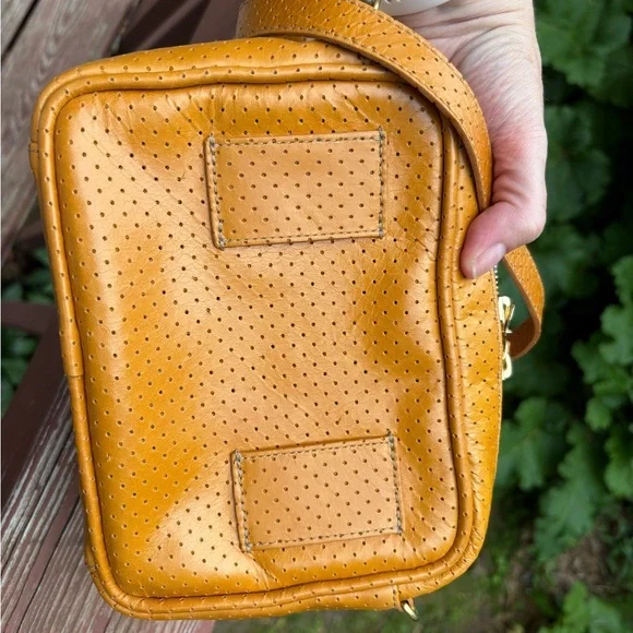 Blair Ritchey Ginger Ber Perforated Crossbody Bag with bright blue zipper. - Picture 7 of 7